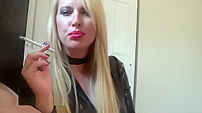 Sexy mistress smoking Leather