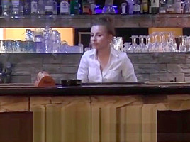 Sexy waitress fucks hard with horny customer