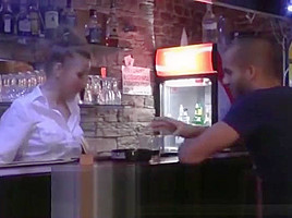Sexy waitress fucks hard with horny customer