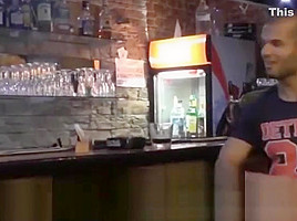 Sexy waitress fucks hard with horny customer