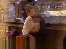 Sexy waitress fucks hard with horny customer
