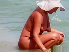 Shaved Pussy Wet Horny Nudist Milfs Beach Video HD