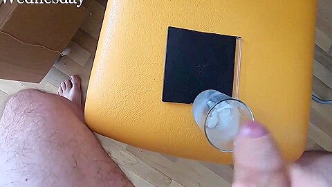 She Drinks 11 Loads Of Collected Cum From A Glass