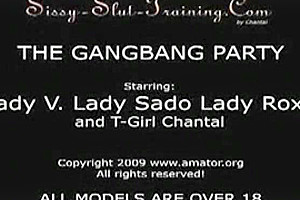 Sissy gangbanged By three Ladies