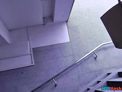 Skinny upskirt ass demonstrated by amateur blonde