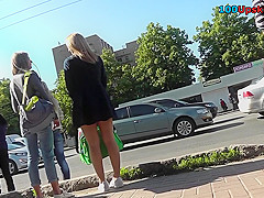 Skinny-bum slim chick caught wearing in upskirt vid