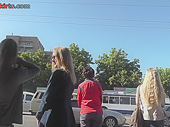 Skinny-bum slim chick caught wearing in upskirt vid