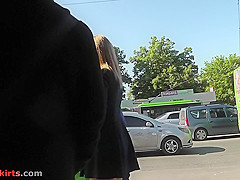 Skinny-bum slim chick caught wearing in upskirt vid