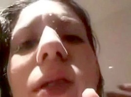 Slave cock slapped and facialed