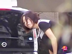 Slim marvelous Asian tart getting fully exposed during sharking encounter