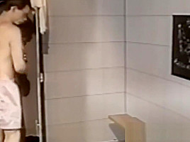 Slim young homosexual takes it up the ass in the shower