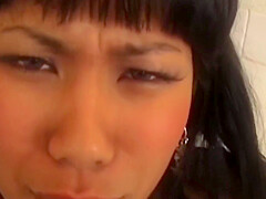 Slutty Asian Puts A Big Black Cock In Her Tight Pussy On The Kitchen Table