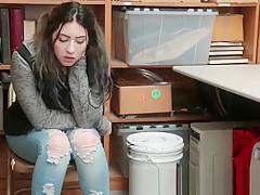 Slutty teen 18+ thief tugs cops cock