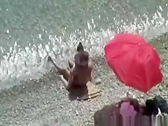 Small breasts woman fucked in rocky beach