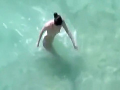 Small breasts woman fucked in rocky beach