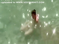 Small breasts woman fucked in rocky beach