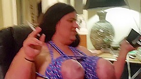 Smoking with tits tied