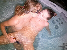 Snowy Night Miss Pussycat With Rebeka Ruby Underwater Dildo Jacuzzi Lesbian Bangout