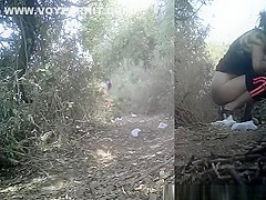 Sports women peeing outdoors