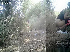 Sports women peeing outdoors