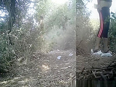 Sports women peeing outdoors