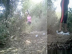 Sports women peeing outdoors