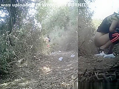 Sports women peeing outdoors