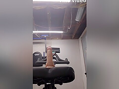 Spot Me In Gym While I Ride My Exercise Bike With Dildo Attached
