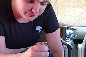 Step daddy's FTM Trans boi Teen (18) Sex slave - New Sex Toy & Blowjob in RV