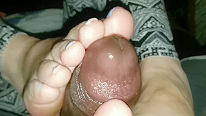 Step mom footjob with milky cumshot