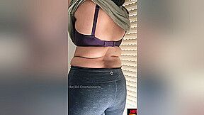 Step sister In Law Shows Her Bra Cleavage At House Work