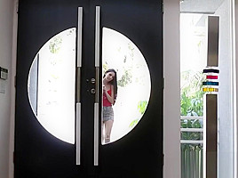 Stepdaughter sunbathing disturbed with hot oral sex