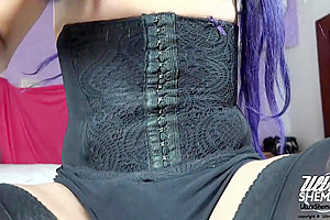 Stocking With A Hard Cock And Dildo Up Her Ass