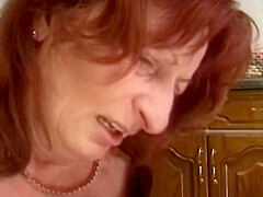 Stockings Wearing German Granny Gets Hammered In The Kitchen