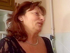 Stockings Wearing German Granny Gets Hammered In The Kitchen