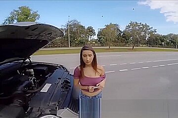 Stranded Big Tits teen 18+ Fucks For Help