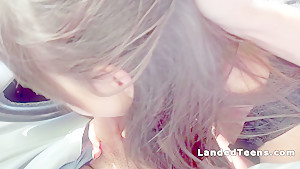 Stranded teen 18+ fucks married guy in car