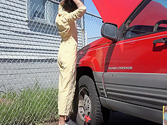 Stuck Fetish Labor Day - Viva Athena Gets Stuck In A Truck