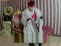 Stylish Classic Lesbian Ladies Long Fox Fur Satin Dress