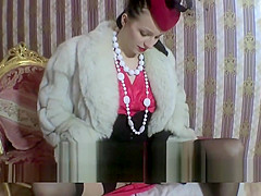 Stylish Classic Lesbian Ladies Long Fox Fur Satin Dress