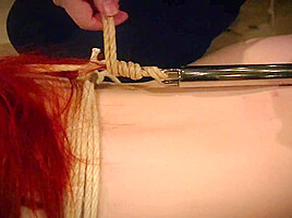 Submissive redhead slave tied up and fucked hard