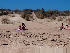 Sunbathing Nudist Beach Two Couple Fuck