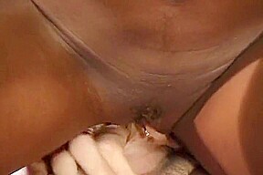 Super Hot Ebony Babe Riding Big White Cock