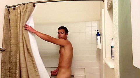 Taking a shower and playing with my cock
