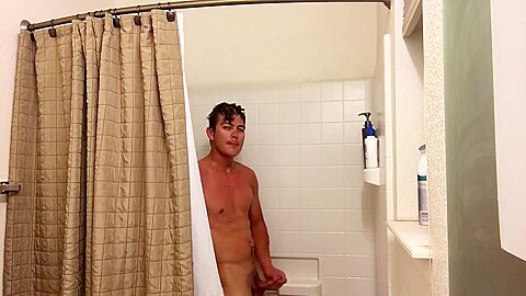 Taking a shower and playing with my cock