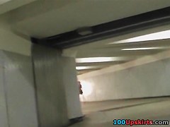 Tall beauty in subway upskirt