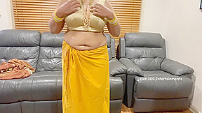 Tamil Actress - Beautiful Indian Milf Changing Saree - Teases In Bra, Panty, Saree Blouse & Skirt