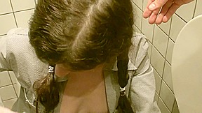 Tanata in public toilet fuck with a hot girl and a horny guy