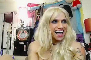 Tattoed Shemale MILF Masturbates