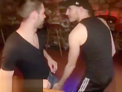 Tattoo gay threesome with facial